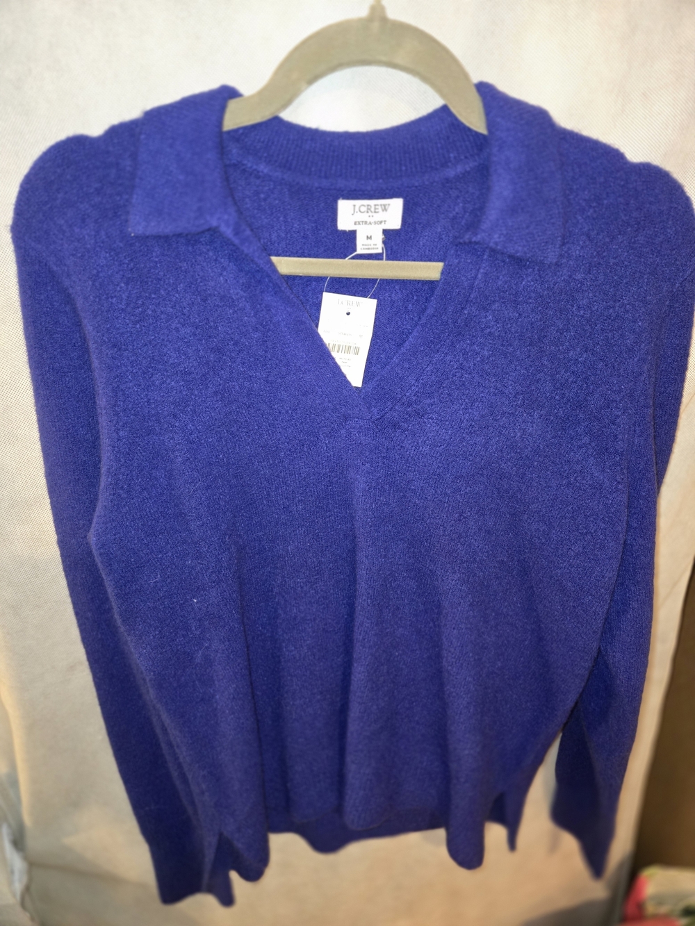 J. Crew Women's Deep Blue V-Neck Polo Sweater